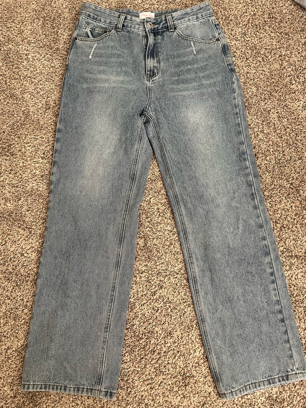 Pink Lily Light Wash High Rise Jeans